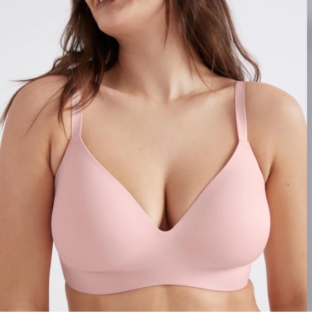 Knix WingWoman Contour Bra full coverage wireless pink bra 38C